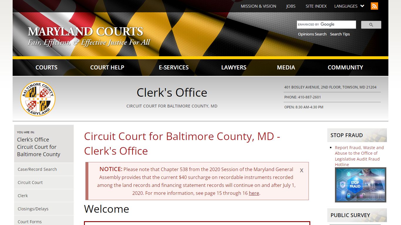 Circuit Court for Baltimore County, MD - Clerk's Office